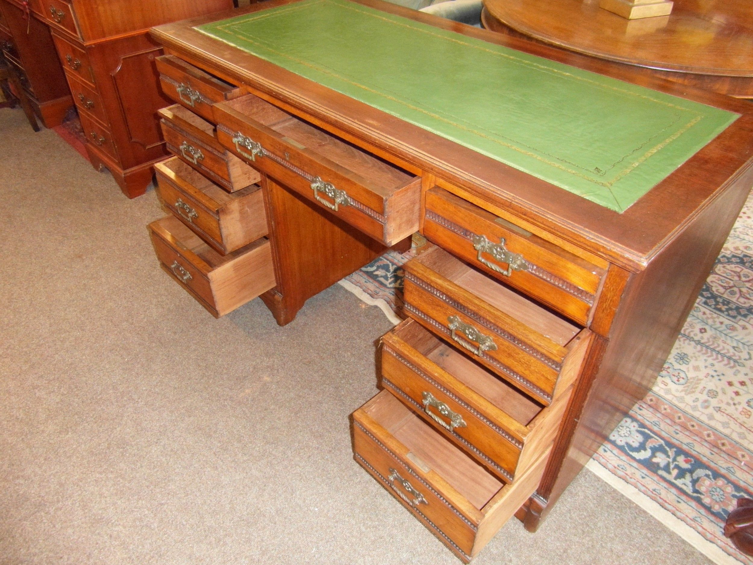 Victorian Oak Leather Top Writing Desk Victorian Oak Writing Desk Within Sonoma Oak Writing Desks (Photo 12 of 15)