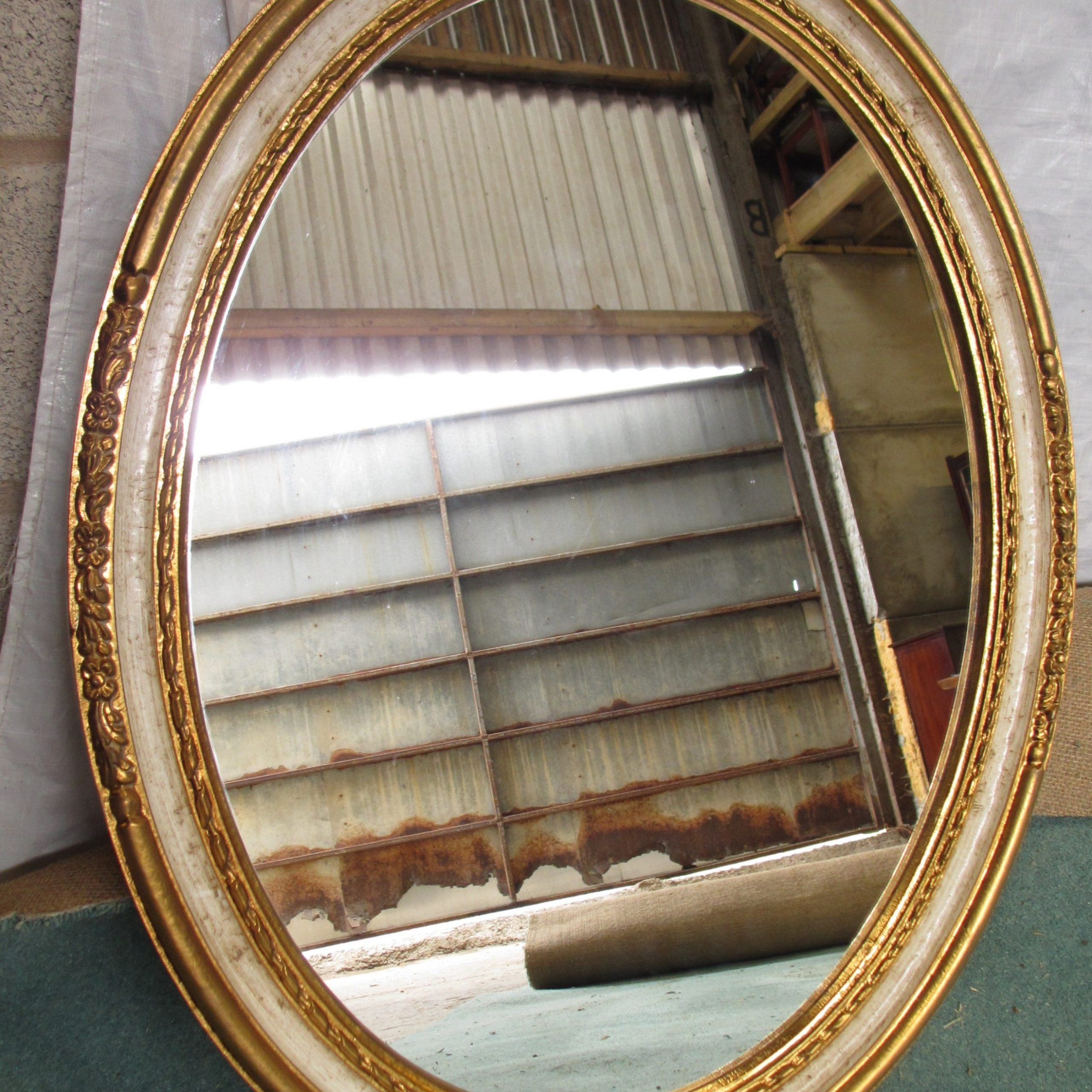 Victorian Oval Gilt And White Framed Wall Hanging Mirror | 683084 For Wall Mirrors (View 1 of 15)