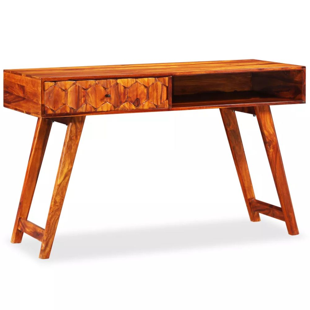 Vidaxl Writing Table Solid Sheesham Wood 118x50x76 Cm | Vidaxl.co (View 14 of 15)
