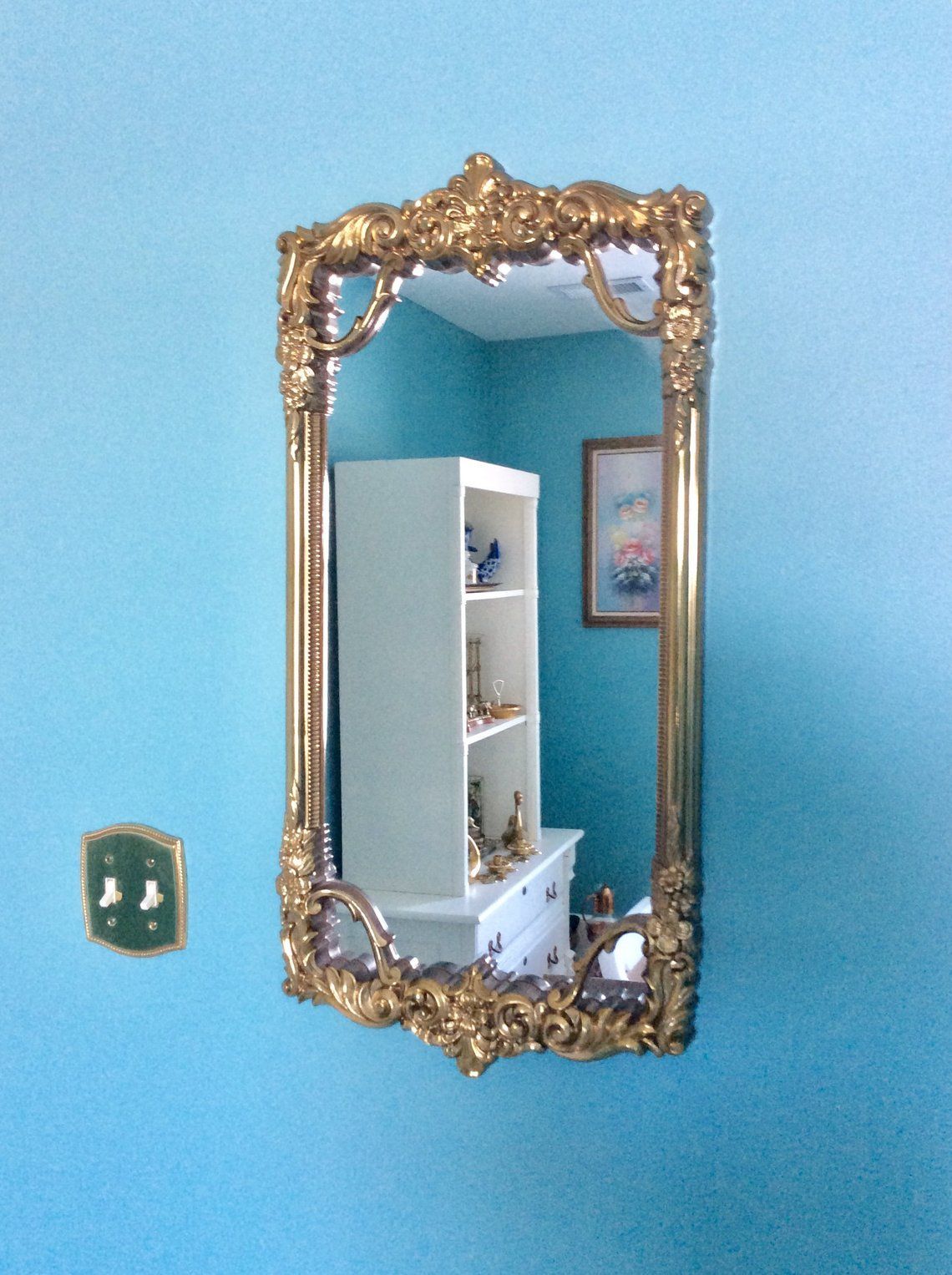 Vintage 29.5 Lrg. Ornate Gold Mirror Home Interiors Mirror | Etsy Regarding Karn Vertical Round Resin Wall Mirrors (Photo 11 of 15)