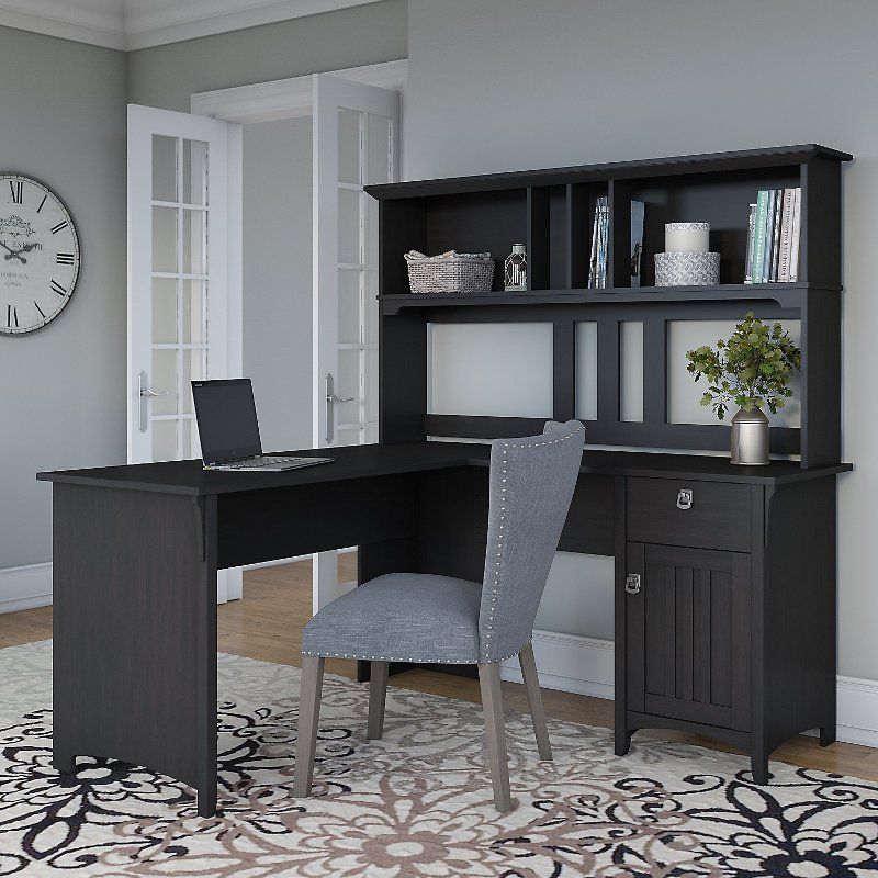 Vintage Black L Shaped Desk With Hutch – Salinas | Rc Willey Furniture Within Antique Black Wood 1 Drawer Desks (View 12 of 15)