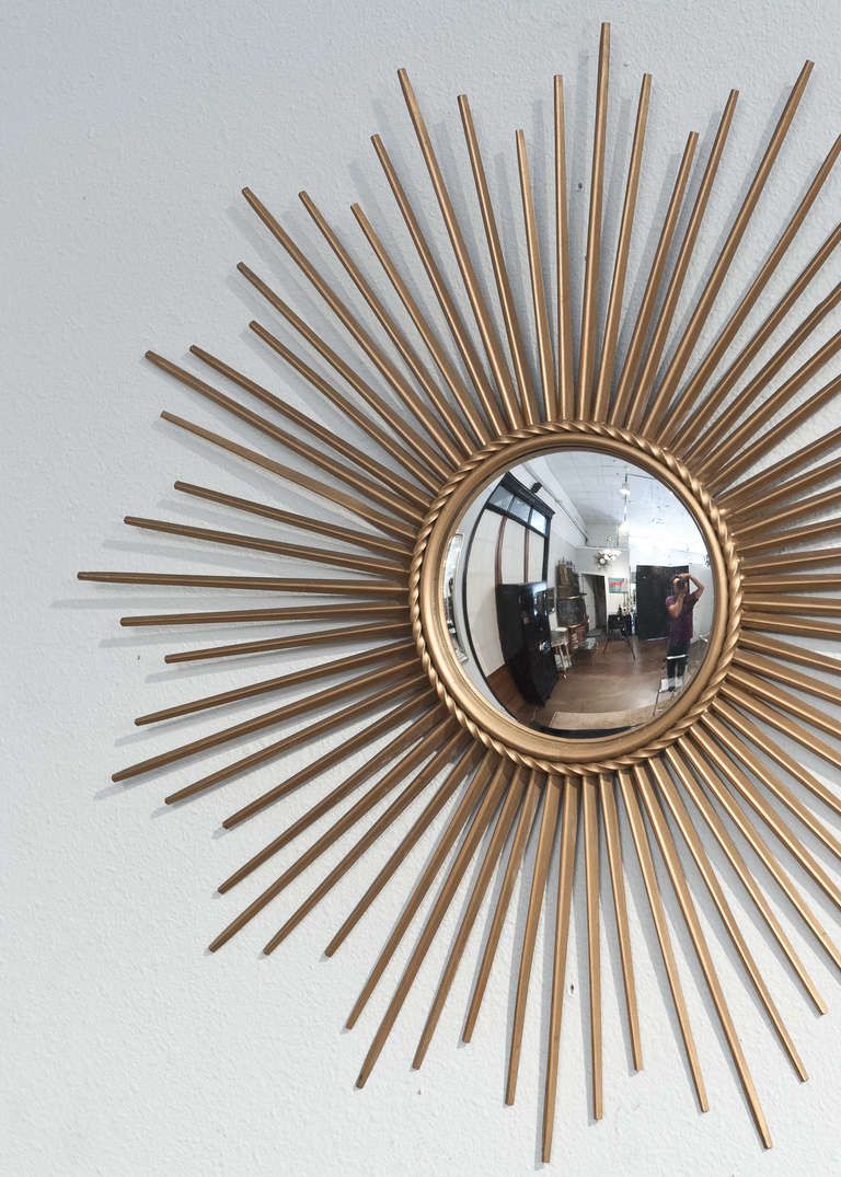 Vintage Brass Convex Sunburst Mirror At 1stdibs Pertaining To Brass Sunburst Wall Mirrors (View 9 of 15)