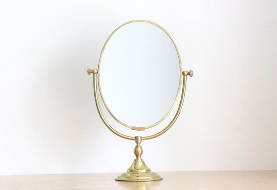 Vintage Brass Standing Vanity Mirror In Antique Brass Standing Mirrors (View 12 of 15)