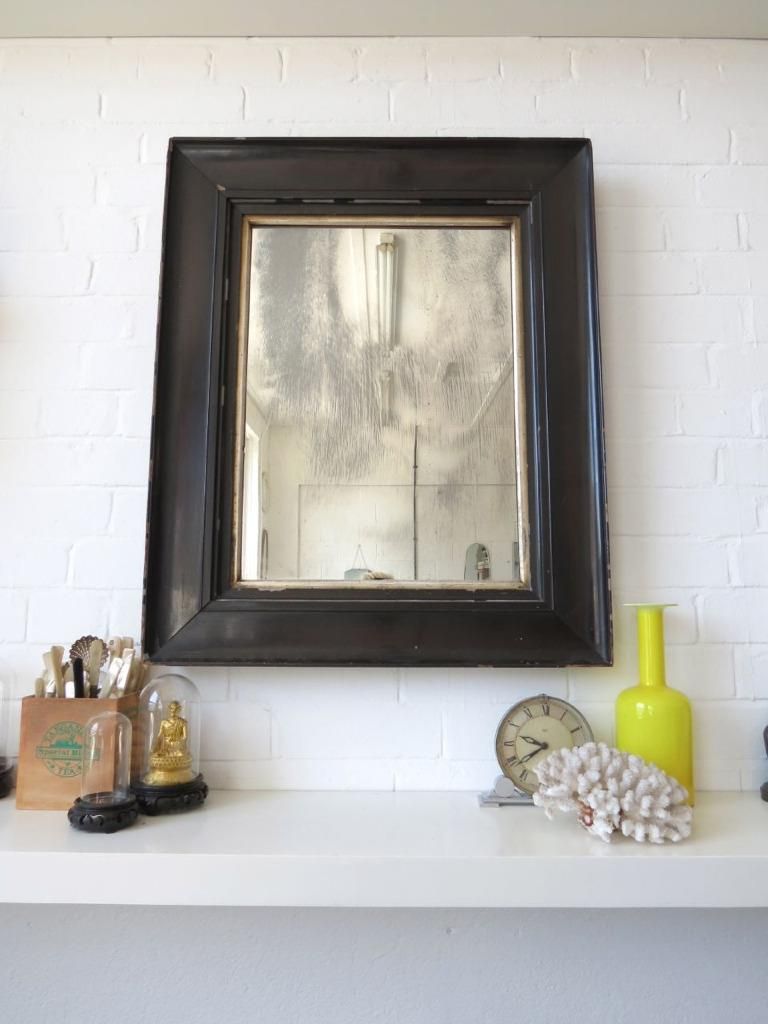Vintage Extra Large Victorian Bevelled Edge Wall Mirror With Black For Black Wood Wall Mirrors (Photo 4 of 15)