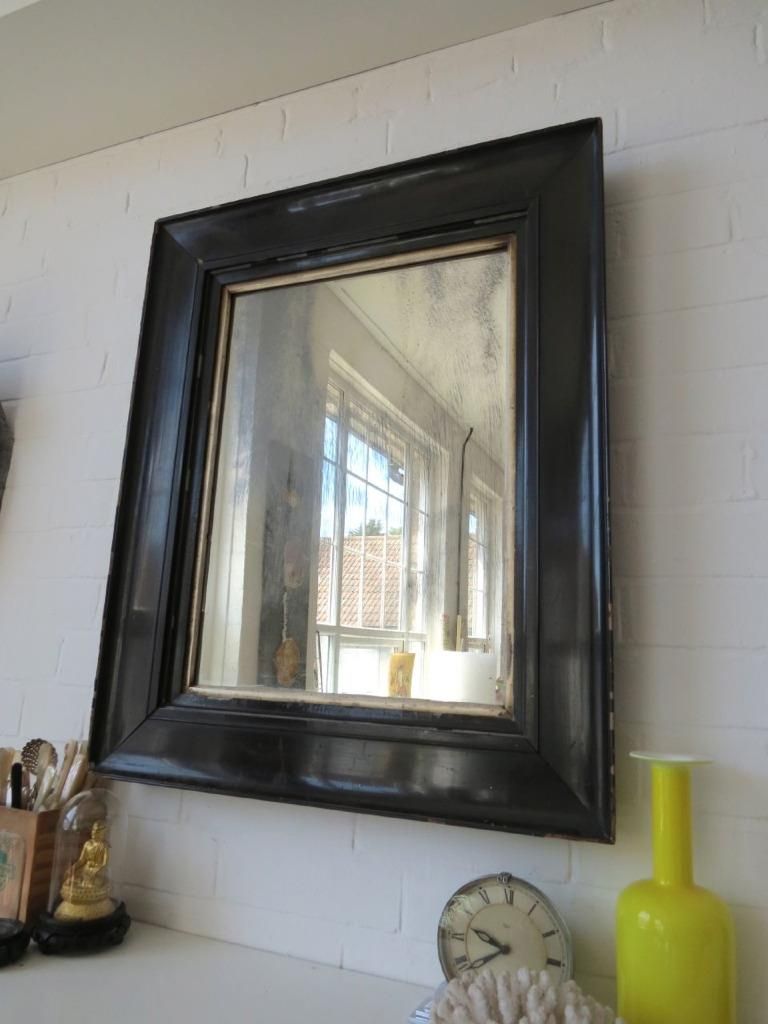 Vintage Extra Large Victorian Bevelled Edge Wall Mirror With Black Intended For Black Wood Wall Mirrors (Photo 3 of 15)