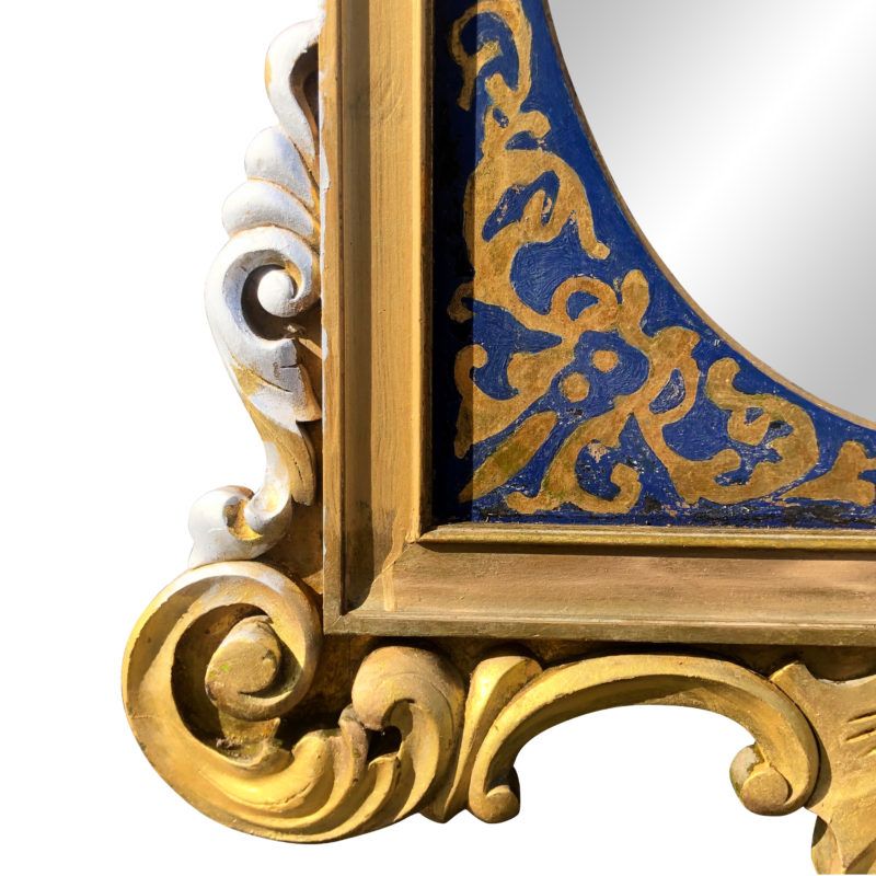 Vintage French Rococo Victorian Royal Blue & Gold Painted Wall Mirror Regarding Royal Blue Wall Mirrors (View 5 of 15)