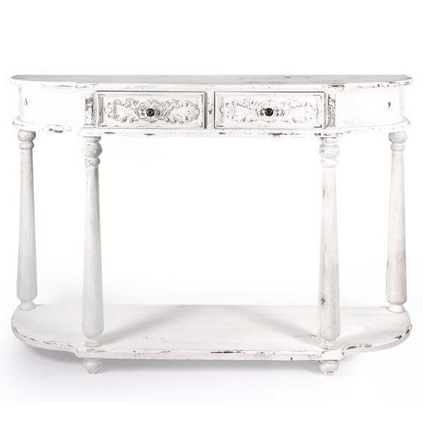 Vintage White Distressed Console Table In Rubbed White Console Tables (View 14 of 15)