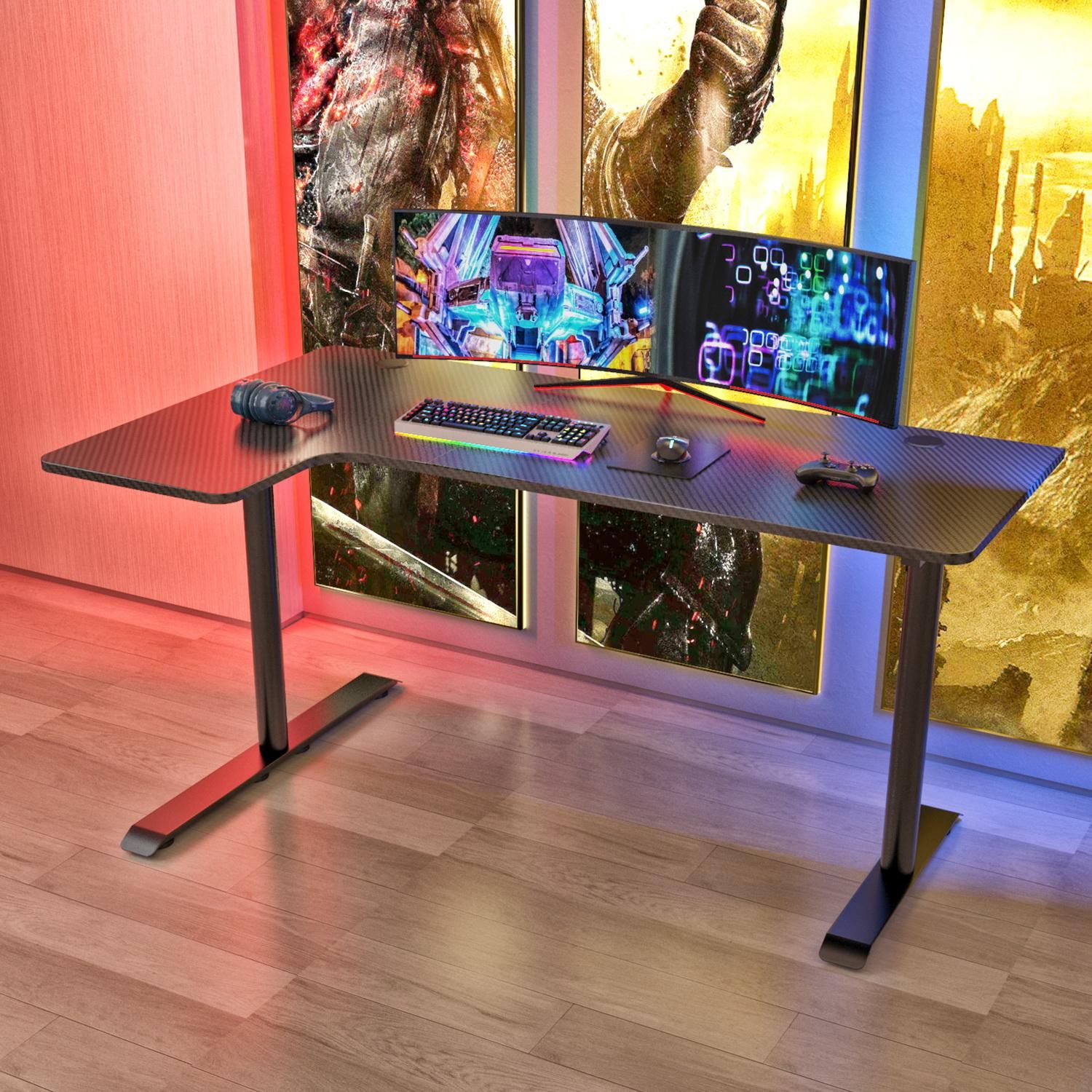 Vipek Ergonomic Gaming Desk 60 Inch L Shaped Computer Gaming Desk For Inside Black Metal Gaming Desks (Photo 1 of 15)