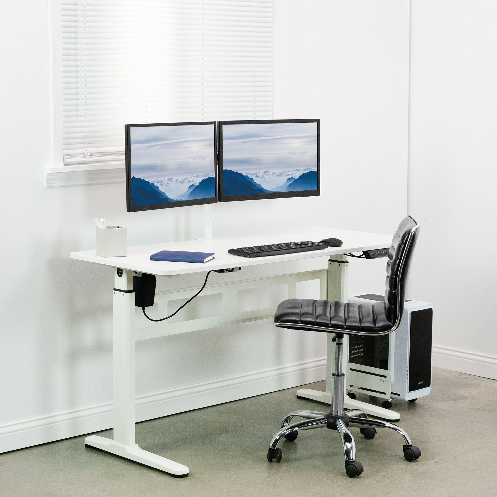 Vivo White 55"x 24" Electric Sit Stand Desk, Height Adjustable Within White Adjustable Stand Up Desks (View 4 of 15)