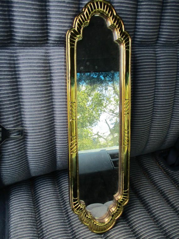 Vtg Syroco Style Scallop Edge Ribbed Designs Shiny Gold Tone Framed Intended For Karn Vertical Round Resin Wall Mirrors (View 8 of 15)