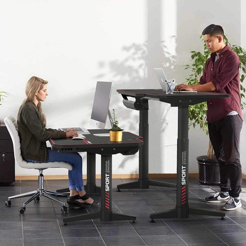Waleaf Dual Motor Height Adjustable Electric Standing Desk, 55 Inch Sit Throughout Adjustable Electric Lift Desks (View 5 of 15)