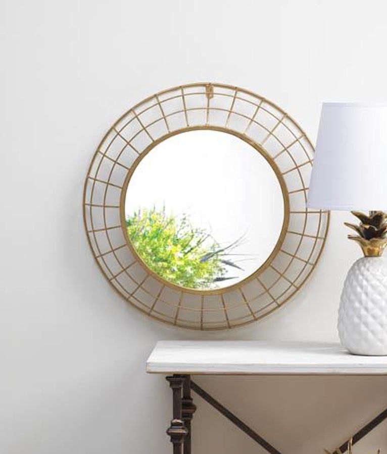 Wall Mirror Golden Wire Dome Frame Round Contemporary – Mirrors Regarding Golden Voyage Round Wall Mirrors (View 7 of 15)