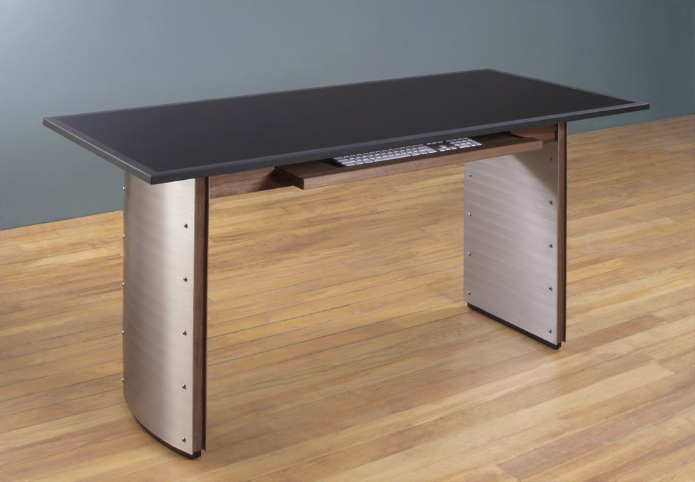 Walnut Computer Desks | Stone Top Computer Desk | Granite Top Desk Regarding Modern Black Steel Desks (View 1 of 15)