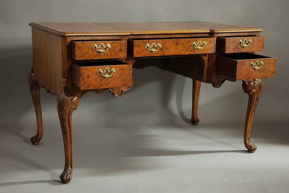 Walnut Writing Desk In The Queen Ann Style – Antiques Atlas In Walnut And Black Writing Desks (View 13 of 15)