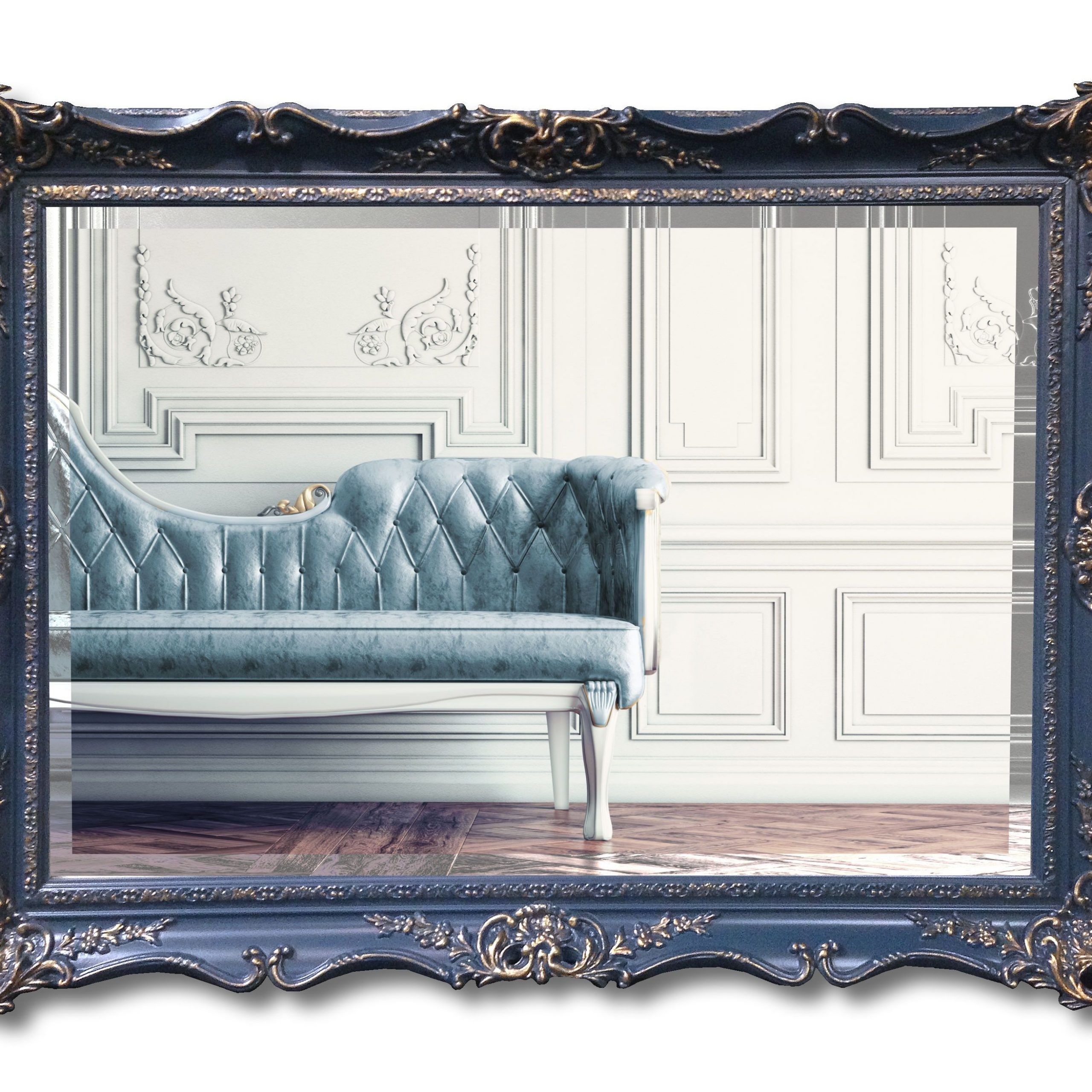 Warwick Handcrafted Swept Framed Mirror – Royal Blue | Art Deco Mirror Pertaining To Royal Blue Wall Mirrors (View 13 of 15)