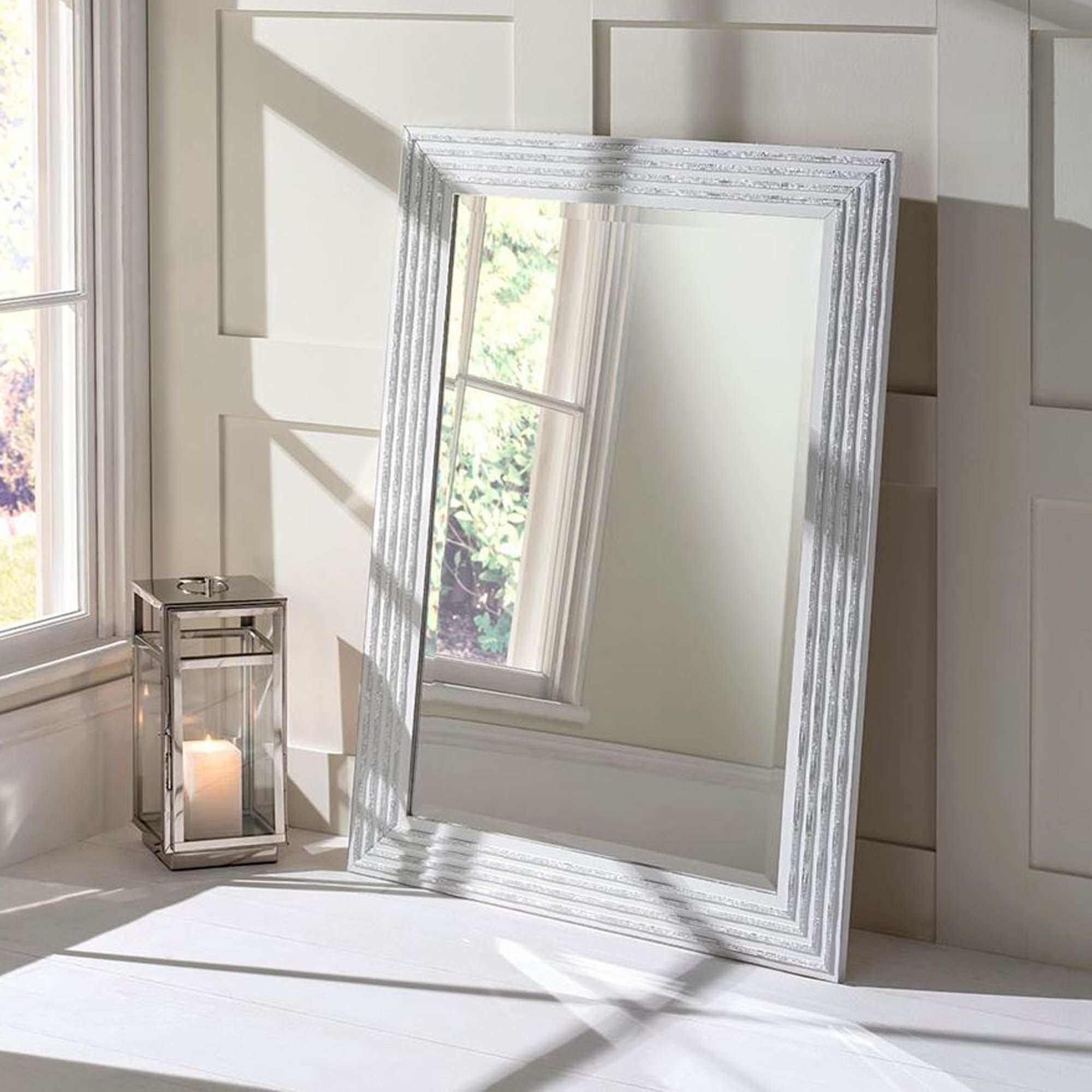 White And Silver Decorative Wall Mirror | Decor | Homesdirect365 Pertaining To White Wall Mirrors (Photo 10 of 15)