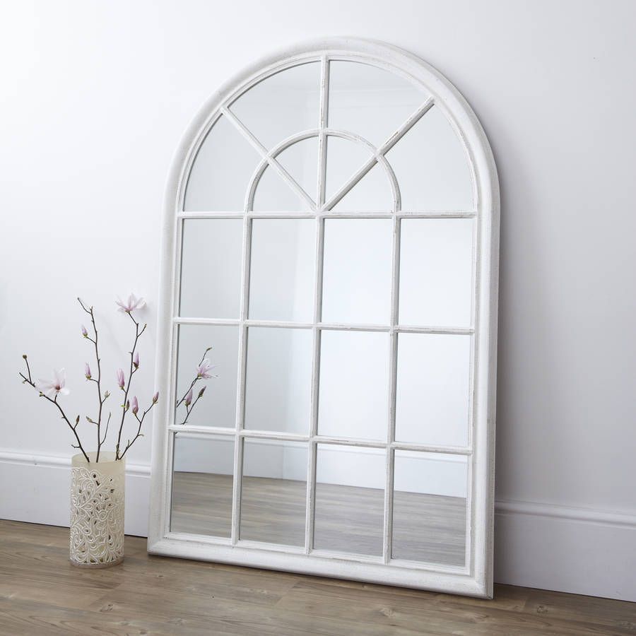 White Arched Window Mirrorprimrose & Plum | Notonthehighstreet With Metal Arch Window Wall Mirrors (View 9 of 15)