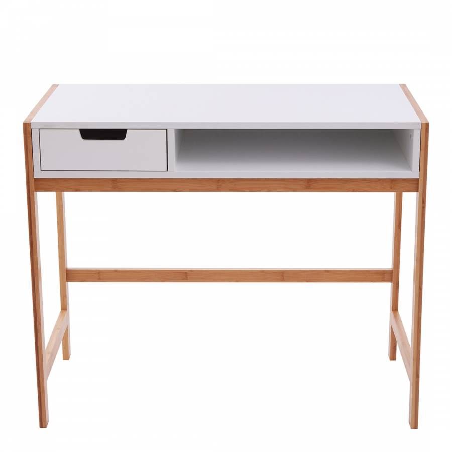 White Bamboo Rostok 1 Drawer Desk – Brandalley With Regard To Snow White 1 Drawer Desks (View 4 of 15)