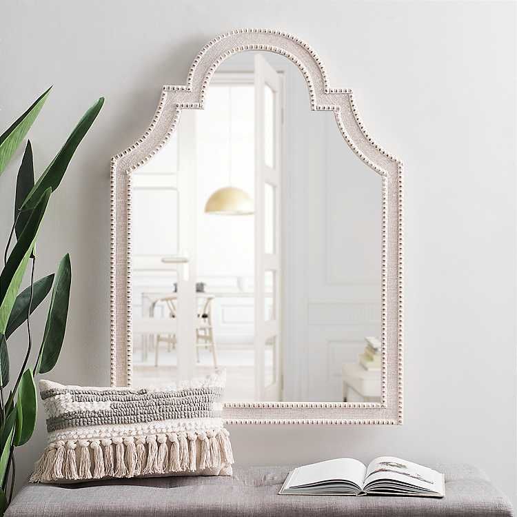 White Bead Wood Arch Wall Mirror | Kirklands | Mirrors For Sale, Wood Pertaining To White Wood Wall Mirrors (Photo 9 of 15)