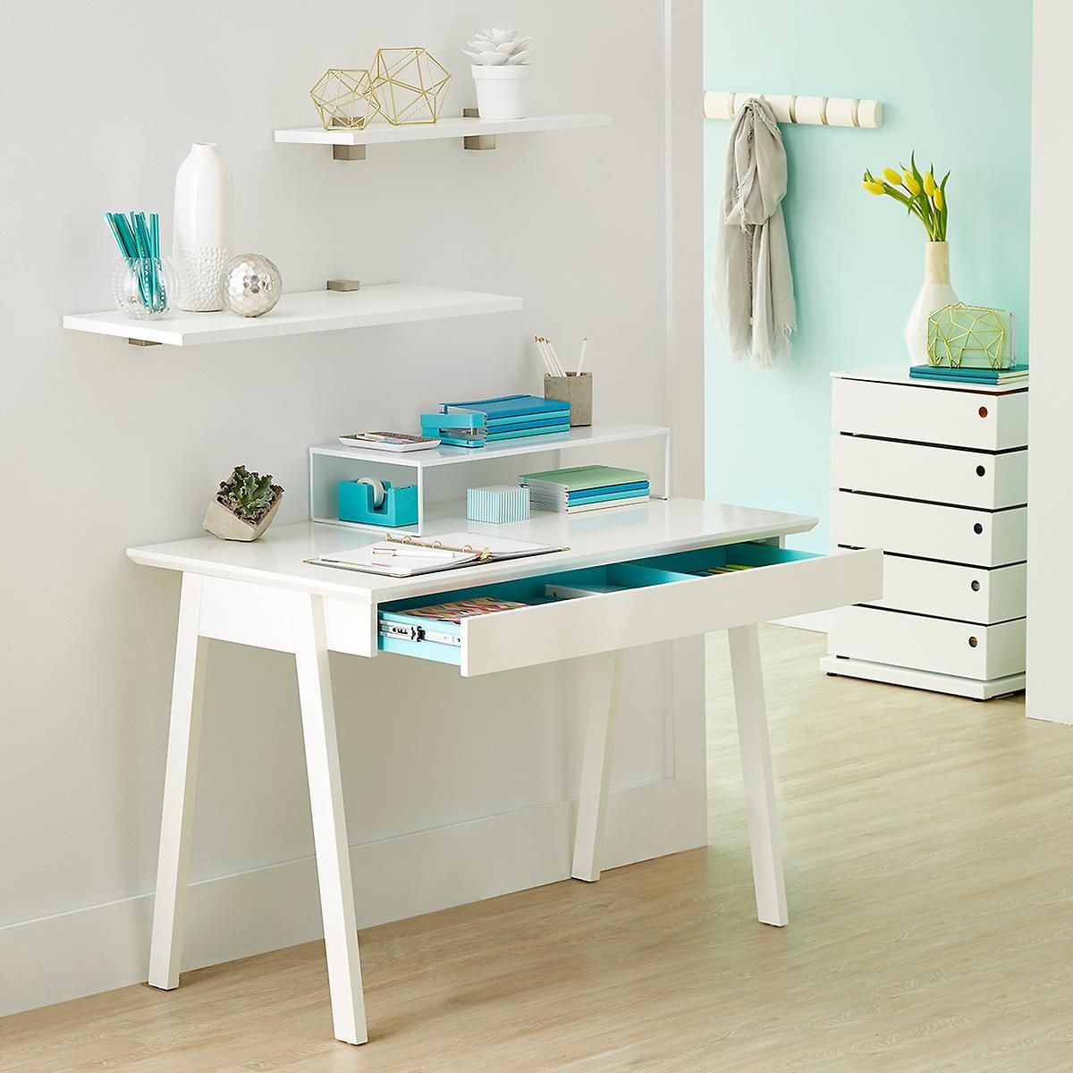 White Caché Desk Possible Desk For Sofia | White Desk Office, Desks For Intended For Off White Floating Office Desks (View 6 of 15)