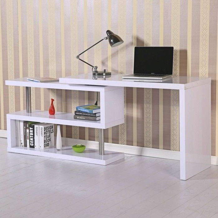 White Gloss Computer Table Corner Computer Home Office Desk Storage Pertaining To Gloss White Corner Desks (View 4 of 15)