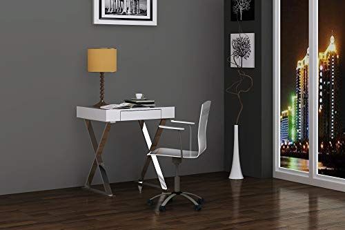 White High Gloss Desk For Home Office – New Home Gift Inside White Lacquer Stainless Steel Modern Desks (View 10 of 15)
