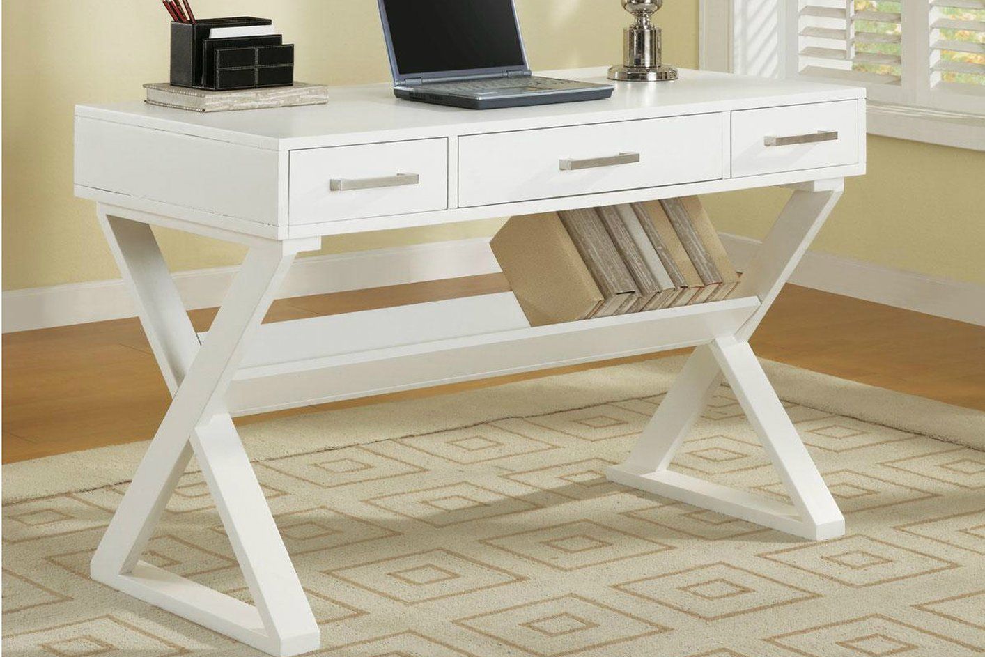 White Wood Office Desk – Steal A Sofa Furniture Outlet Los Angeles Ca In White Glass And Natural Wood Office Desks (View 3 of 15)