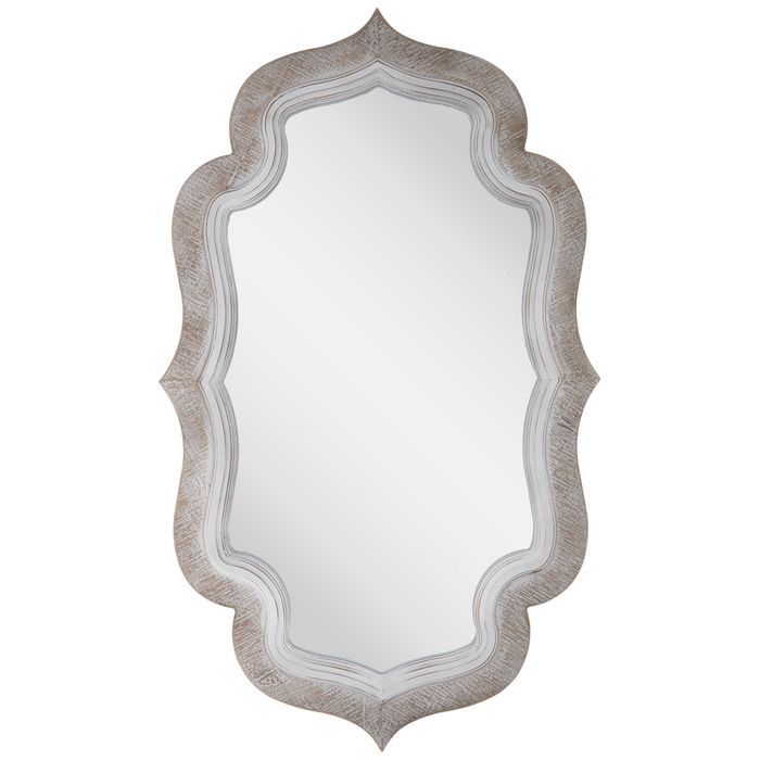 Whitewash Quatrefoil Wood Wall Mirror | Hobby Lobby | 1810191 In 2021 Intended For Padang Irregular Wood Framed Wall Mirrors (View 6 of 15)