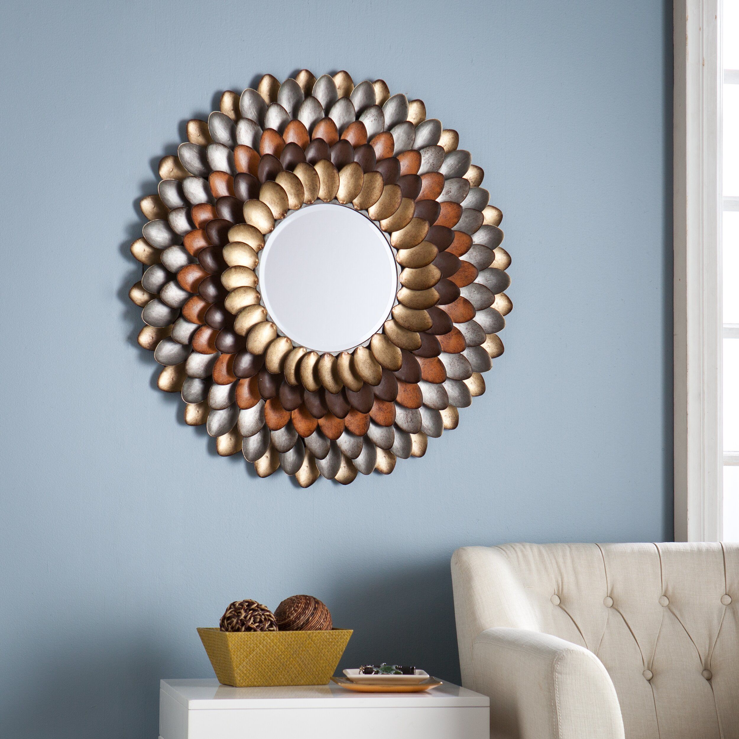 Wildon Home ® Abrams Decorative Round Wall Mirror & Reviews | Wayfair In Vertical Round Wall Mirrors (View 13 of 15)