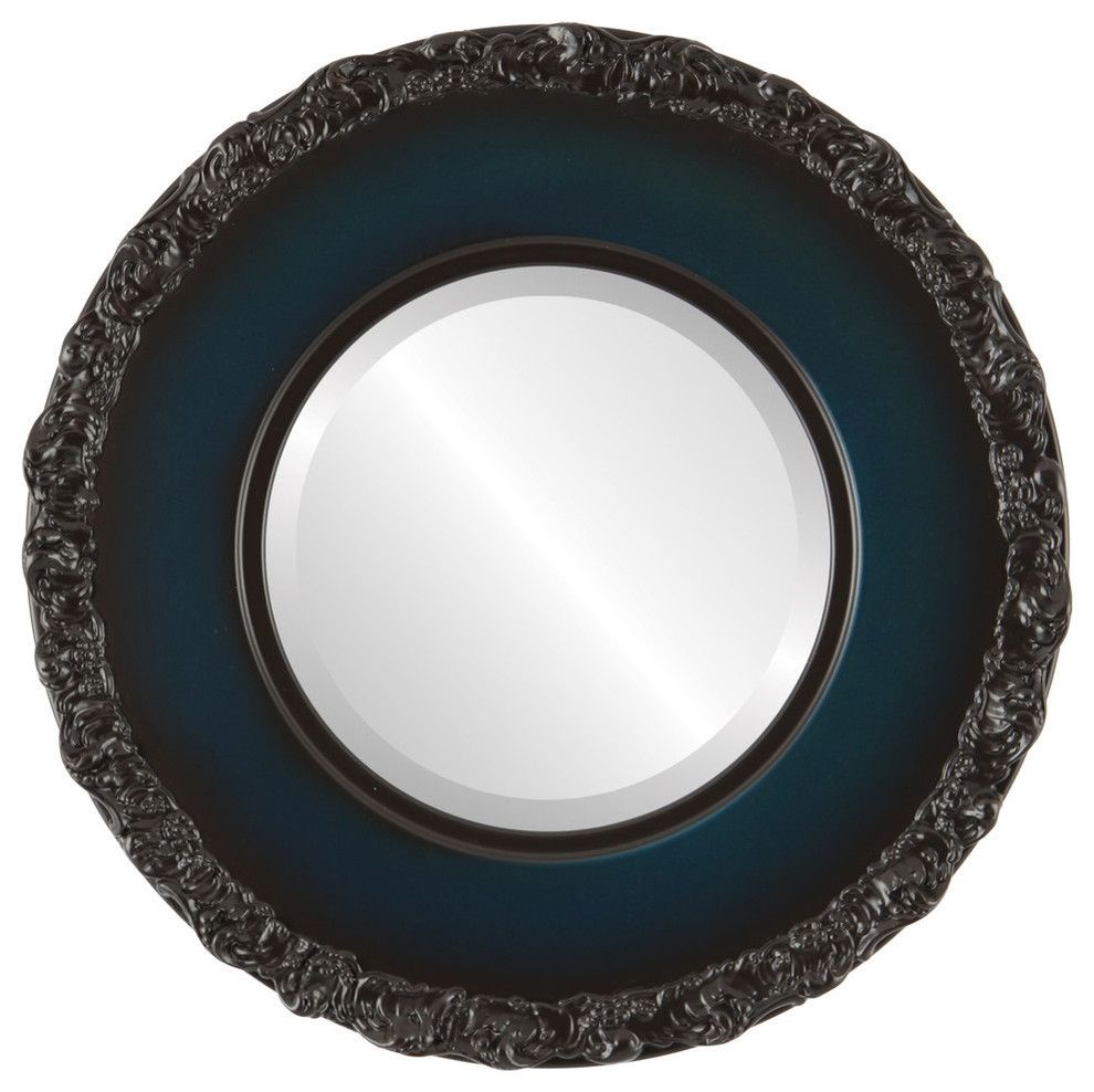 Williamsburg Framed Round Mirror In Royal Blue – Traditional – Wall With Royal Blue Wall Mirrors (View 14 of 15)