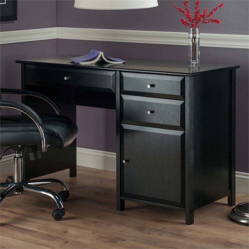 Winsome Delta Office Contemporary Writing Desk In Black – 22147 Pertaining To Black And Cinnamon Office Desks (View 12 of 15)