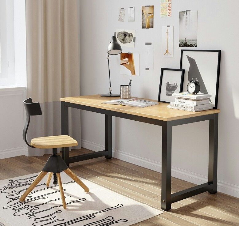 Featured Photo of 15 Inspirations Glass Walnut Wood and Black Metal Office Desks