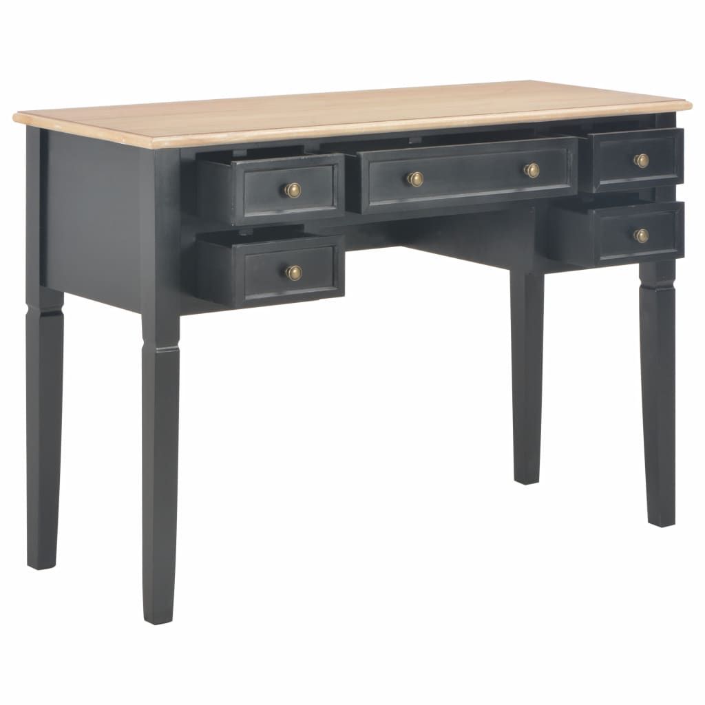 Writing Desk Black 109.5x45x77.5 Cm Wood – Furniture King Inside Dark Sapphire Wood Writing Desks (Photo 2 of 15)