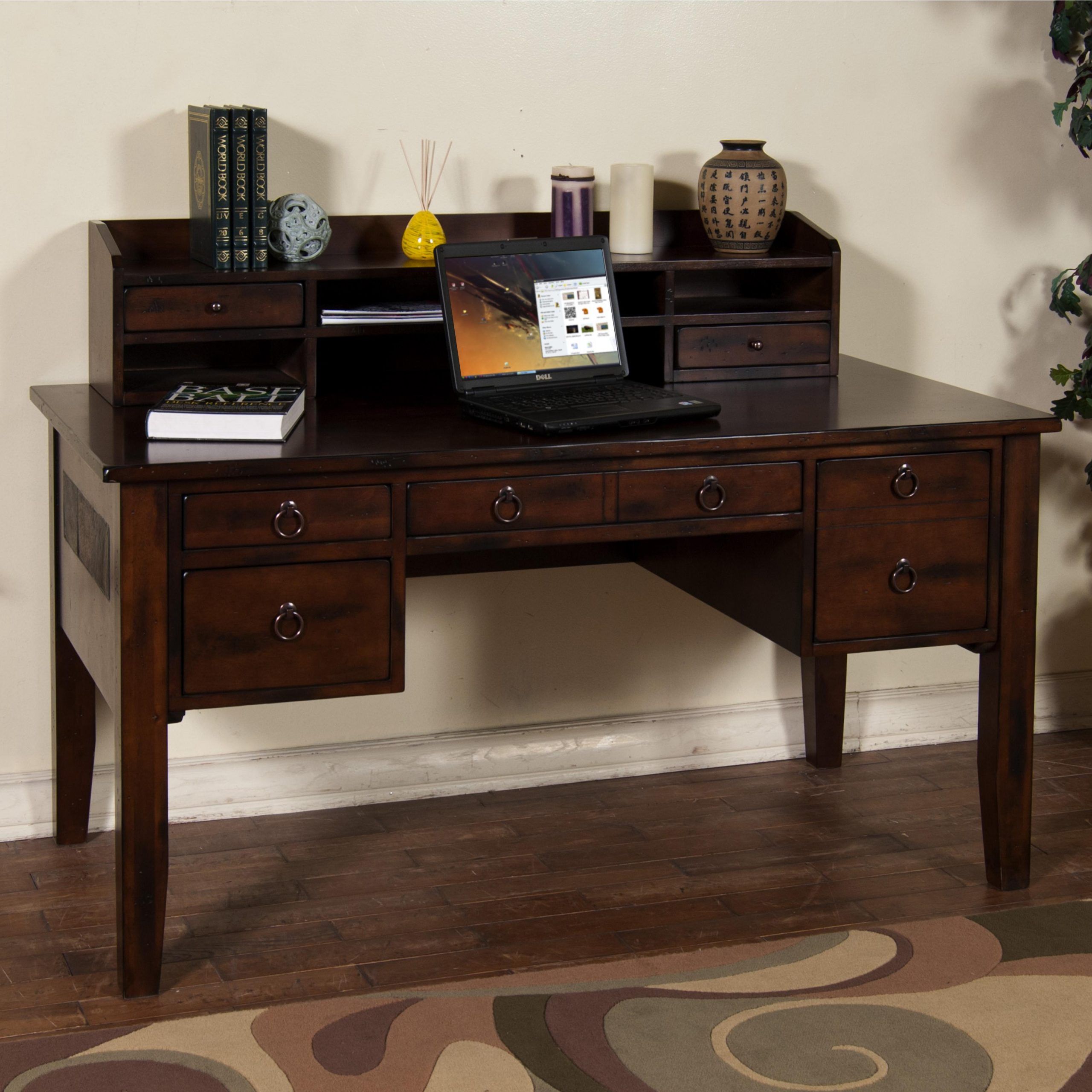 Writing Desk With Keyboard Drawer & Hutchsunny Designs | Wolf And Inside Dark Sapphire Wood Writing Desks (Photo 1 of 15)