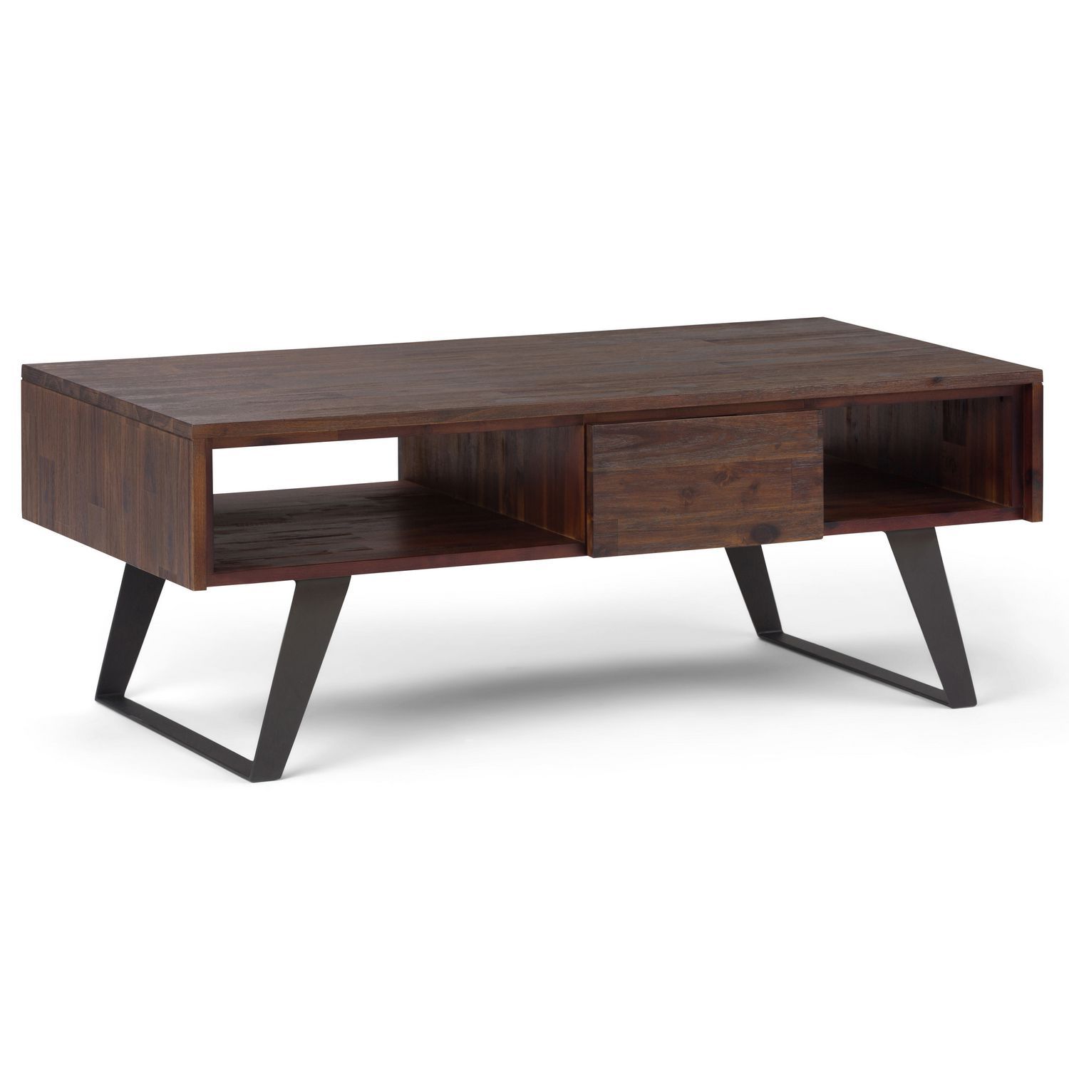 Wyndenhall Mitchell Solid Acacia Coffee Table In Distressed Charcoal Inside Distressed Brown Wood 2 Tier Desks (Photo 11 of 15)