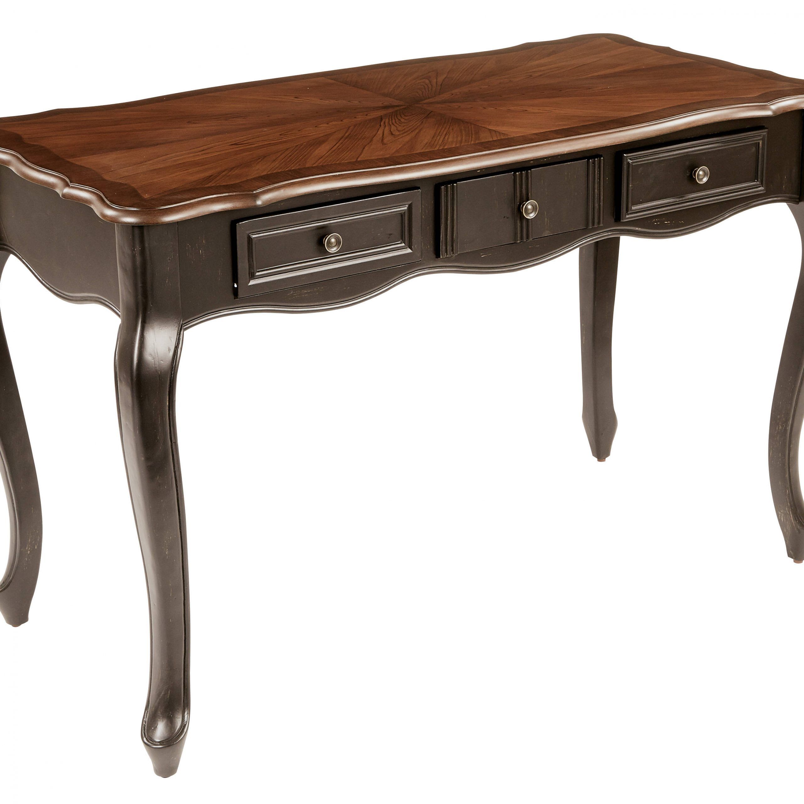 Wyndham Traditional Black Brown Wood 48 Inch Writing Desk | The Classy Home Intended For Dark Tobacco Writing Desks (Photo 15 of 15)