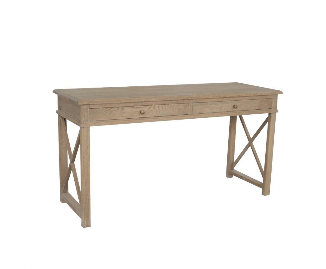 X Brace Weathered Oak Desk – Jac Home Living Within Weathered Oak Wood Writing Desks (View 5 of 15)