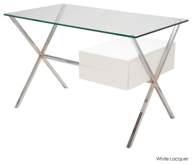 Xavier Desk, White Lacquer – Modern – Desks And Hutches  Inmod Within White Lacquer Stainless Steel Modern Desks (View 11 of 15)