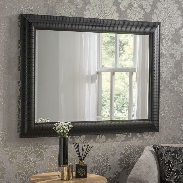 Yg226 Black Modern Rectangle Wall Framed Mirror With Gloss Pinstripe For Glossy Black Wall Mirrors (View 12 of 15)