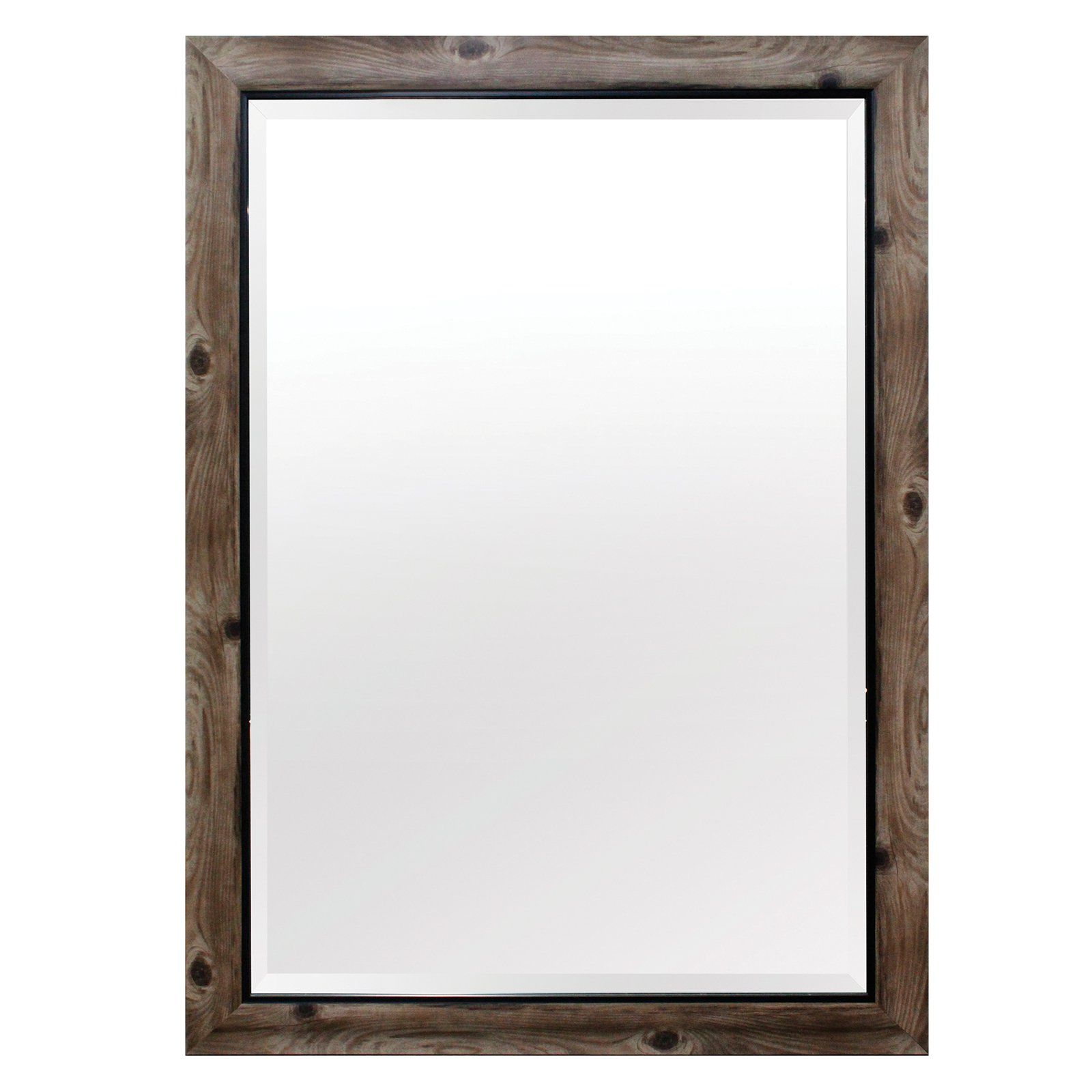Yosemite Home Gray Wood Frame With Black Trim Wall Mirror – Walmart For Black Wood Wall Mirrors (View 13 of 15)