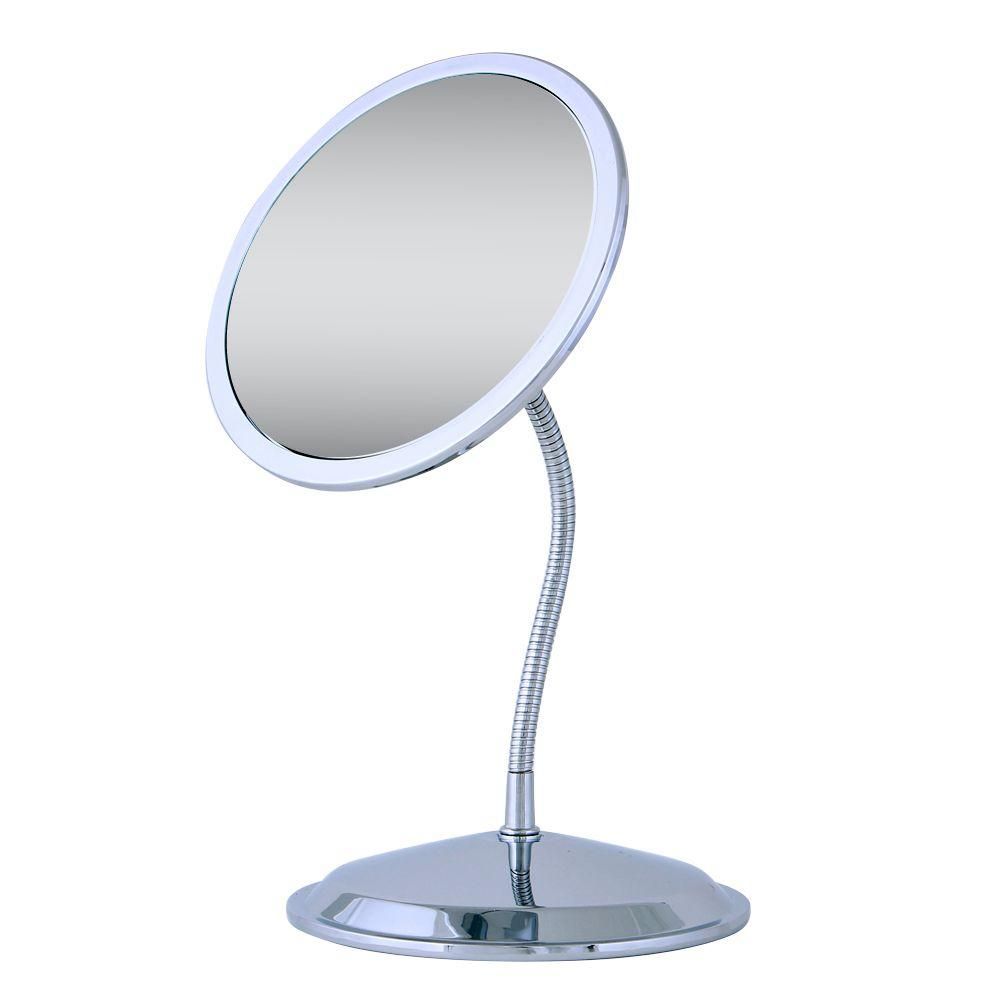 Zadro Double Vision Gooseneck Vanity Mirror In Chrome Fg50 – The Home Depot Throughout Single Sided Chrome Makeup Stand Mirrors (View 3 of 15)