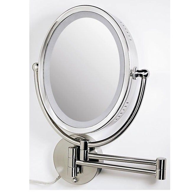Zadro Ovlw68 Oval Two Sided 8x/1x Lighted Wall Mount Makeup Mirror Within Single Sided Chrome Makeup Stand Mirrors (View 8 of 15)