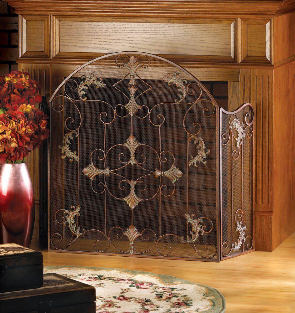 Zingz 57070261 Embellished Fireplace Screen | Fireplace Screen, Wrought Throughout Ogier Accent Mirrors (View 2 of 12)