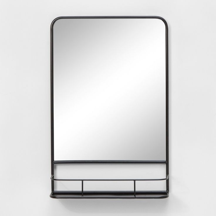 20"x30" Pharmacy Mirror With Metal Shelf Black – Threshold™ | Unique Within Matte Black Metal Wall Mirrors (Photo 6 of 15)