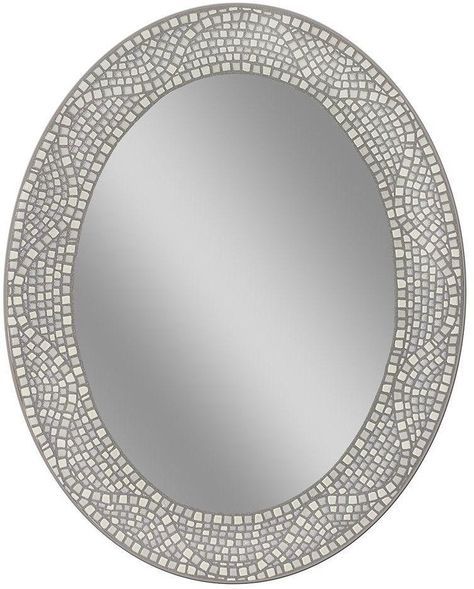 23x29 Frameless Opal Mosaic Oval Wall Hanging Mirror Single Vanity With Regard To Mosaic Oval Wall Mirrors (View 12 of 15)