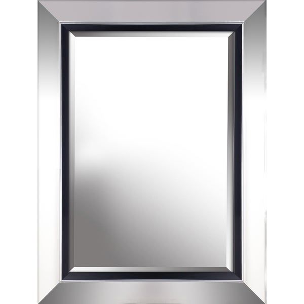 24.50x32.50 Inch Silver With Inner Black Finish Beveled Wall Mirror For Cut Corner Frameless Beveled Wall Mirrors (Photo 14 of 15)