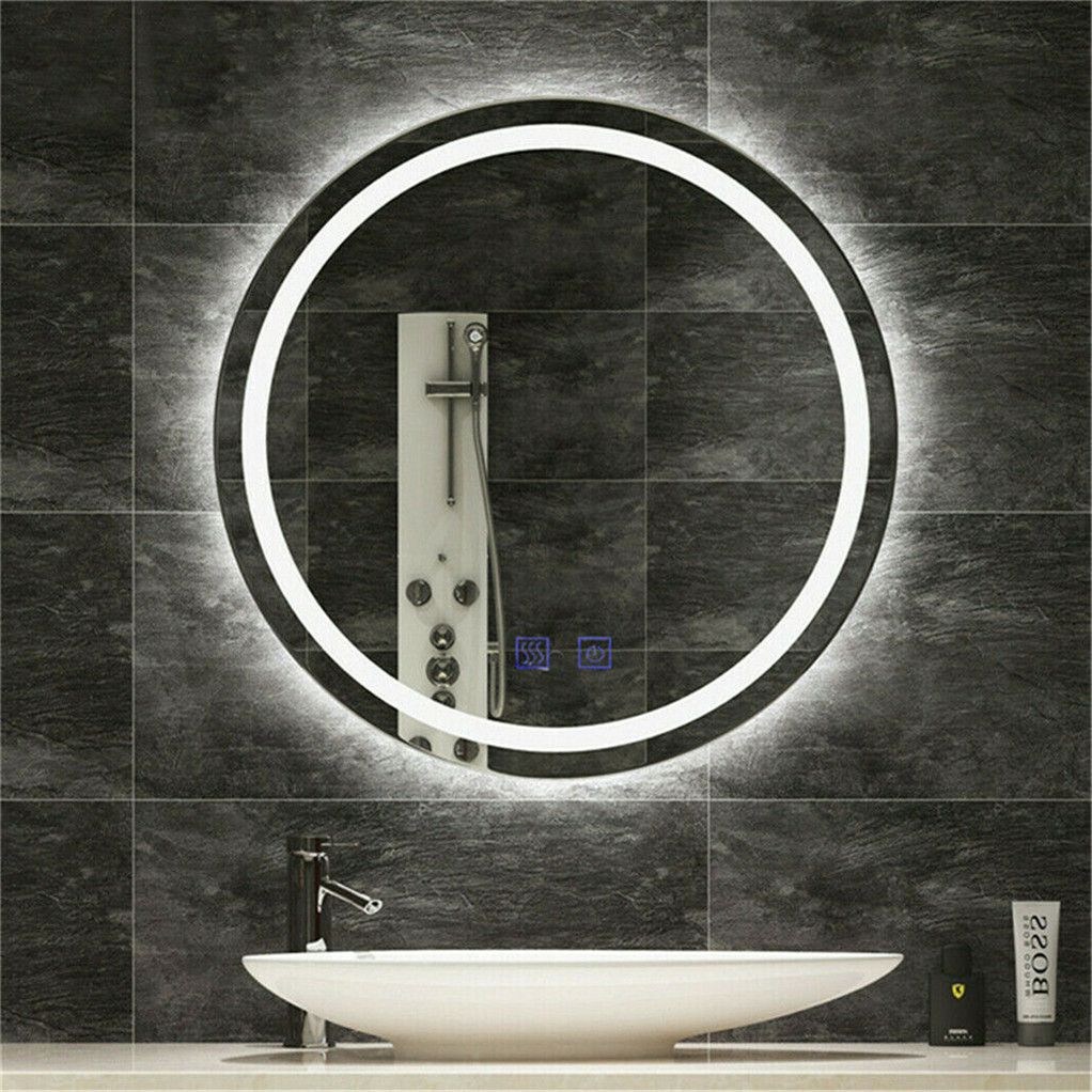 24" Round Illuminated Led Bathroom Wall Mirror Makeup Vanity Mirror With Round Frameless Bathroom Wall Mirrors (Photo 10 of 15)
