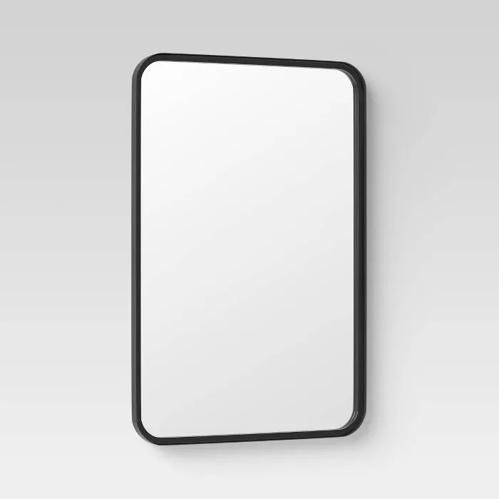 24" X 30" Rectangular Decorative Wall Mirror With Rounded Corners Black In Rounded Edge Rectangular Wall Mirrors (View 9 of 15)