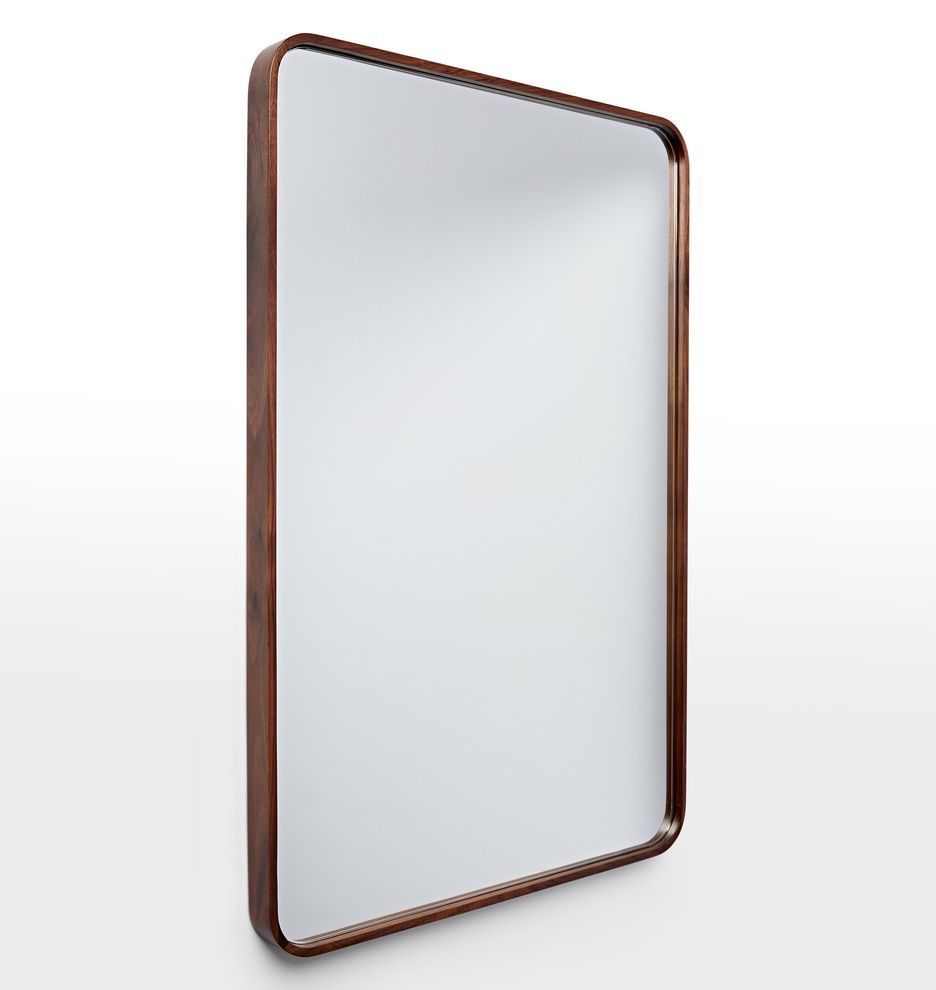 24" X 36" Solid Walnut Rounded Rectangle Mirror | Rejuvenation With Regard To Rounded Edge Rectangular Wall Mirrors (View 3 of 15)