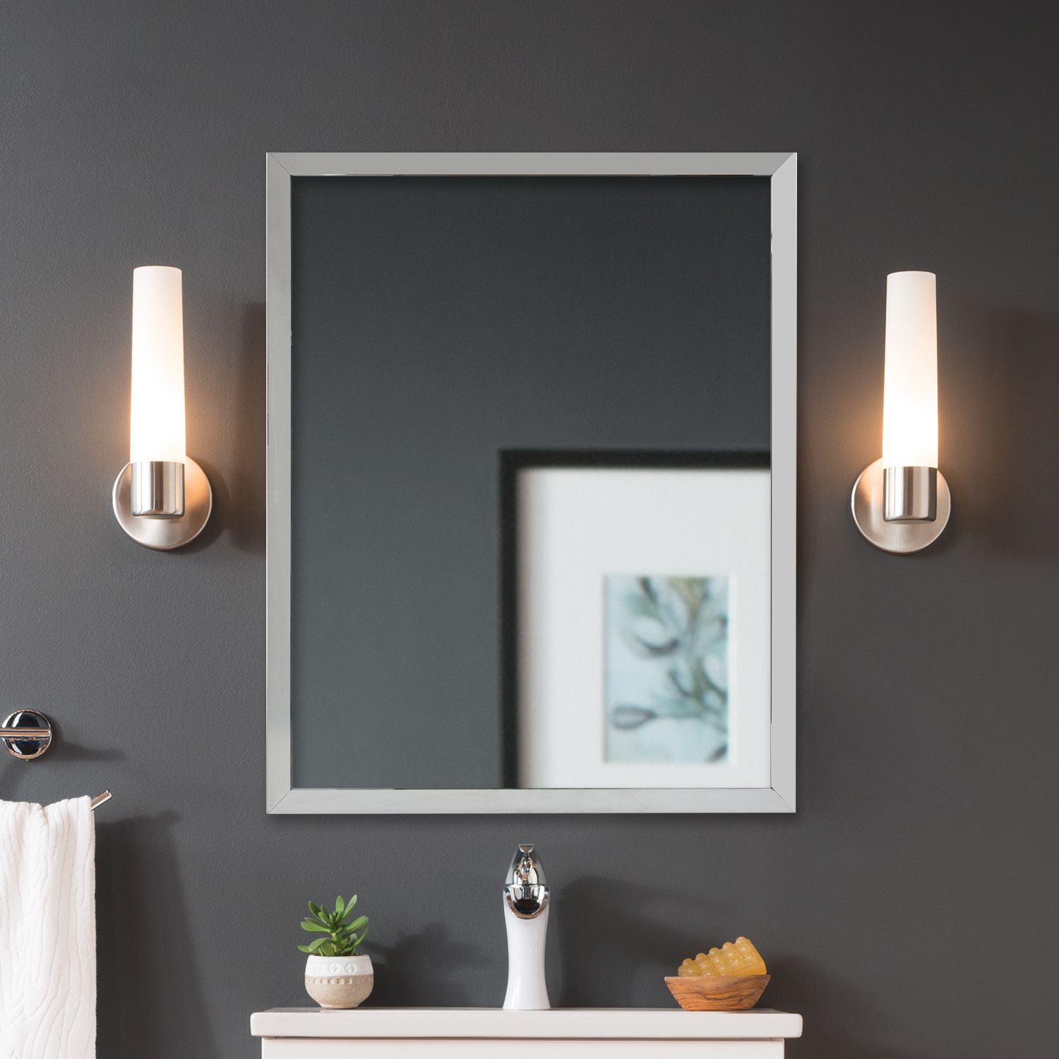 30x36 Aluminum Framed Mirror In Chrome – Foremost Bath With Regard To Mirror Framed Bathroom Wall Mirrors (Photo 15 of 15)